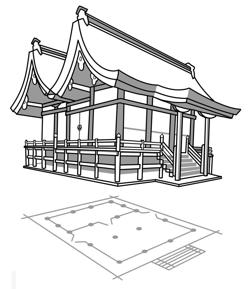 821x955 Japanese Buildings Drawing