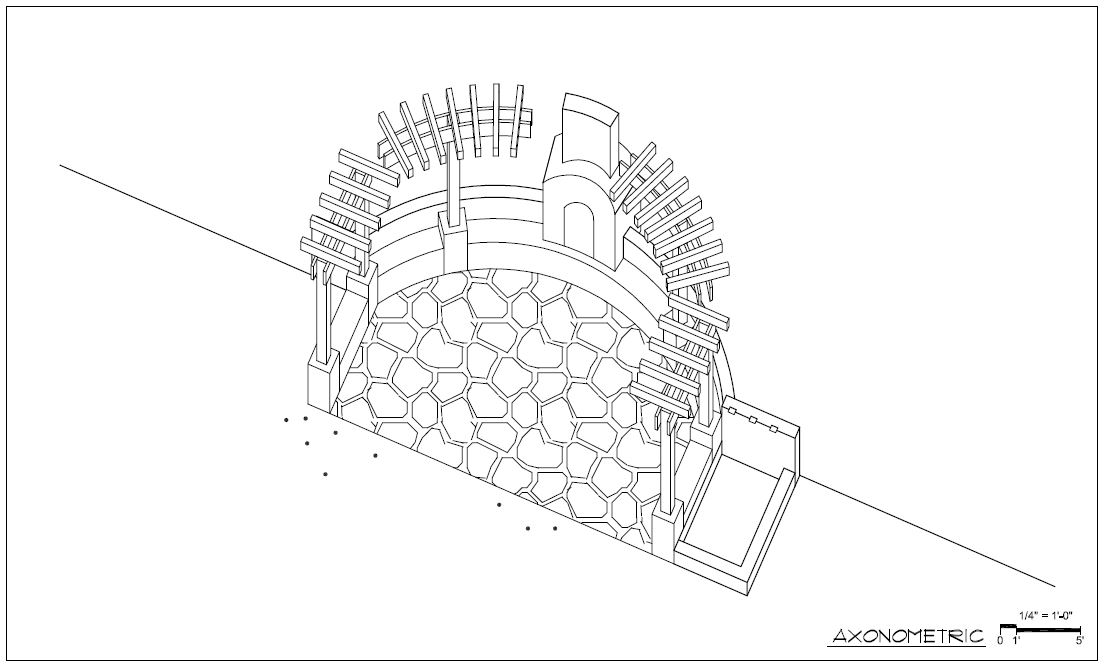 1104x667 Detail Elevation Drawing For Stone Patio With Custom Round Arbor