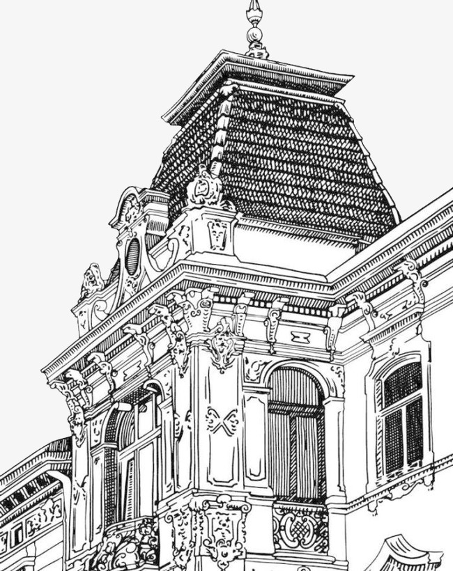 650x820 Hand Painted European Style Building, Creative Leisure, Black