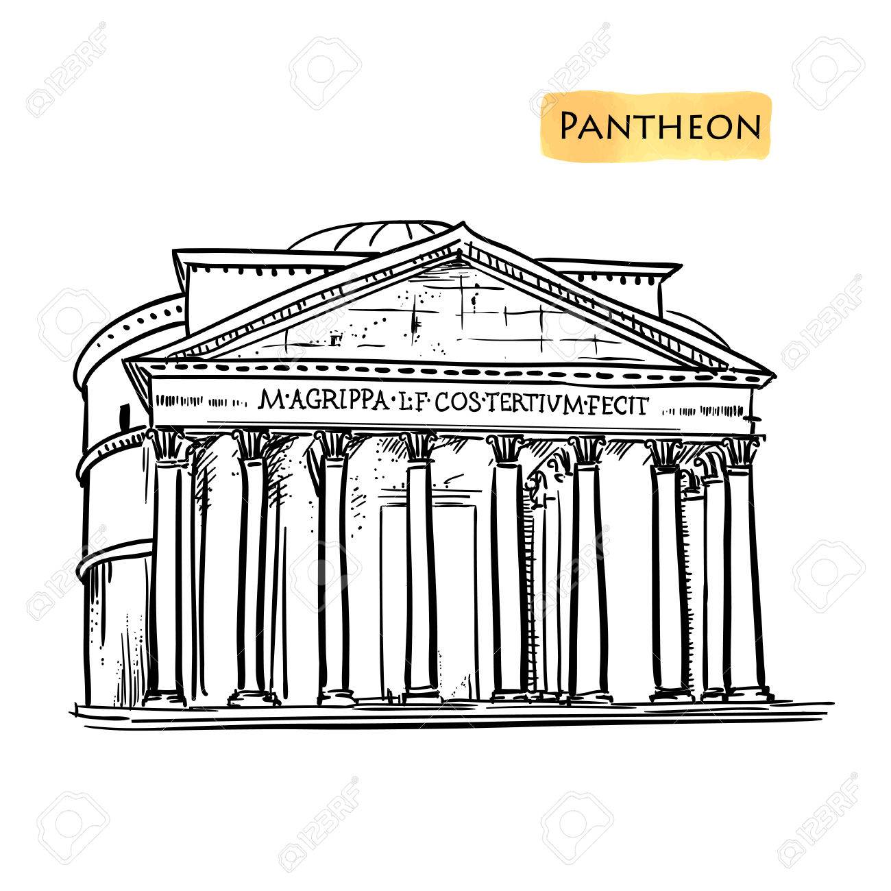 1300x1300 Rome Famous Building Hand Drawn Vector Illustration. Italian
