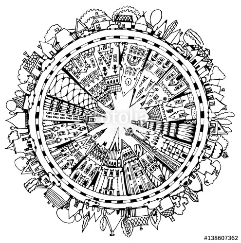 495x500 City Background With Lots Of Tall Buildings, Banks And Office