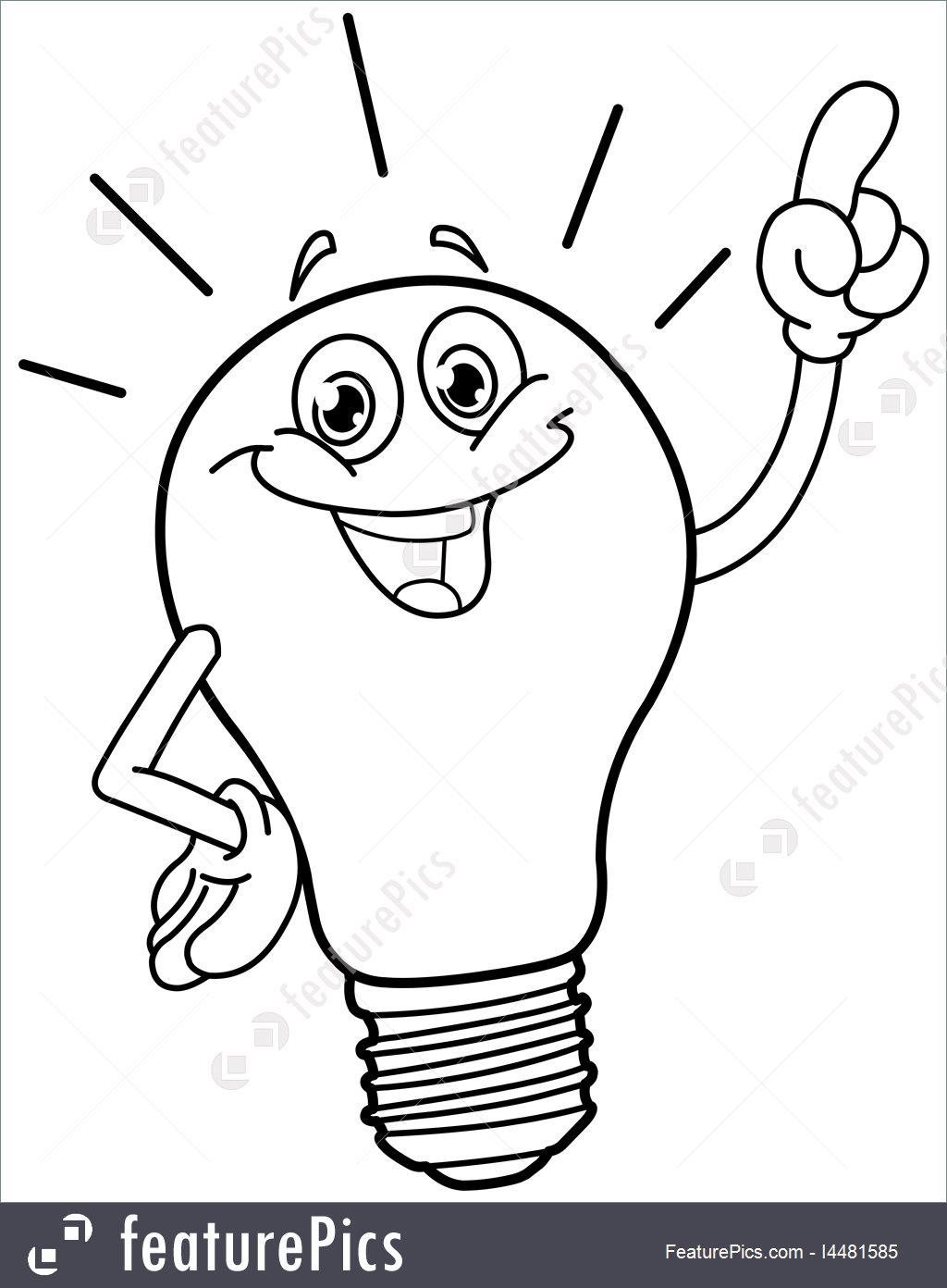 1024x1392 Illustration Of Outlined Cartoon Light Bulb