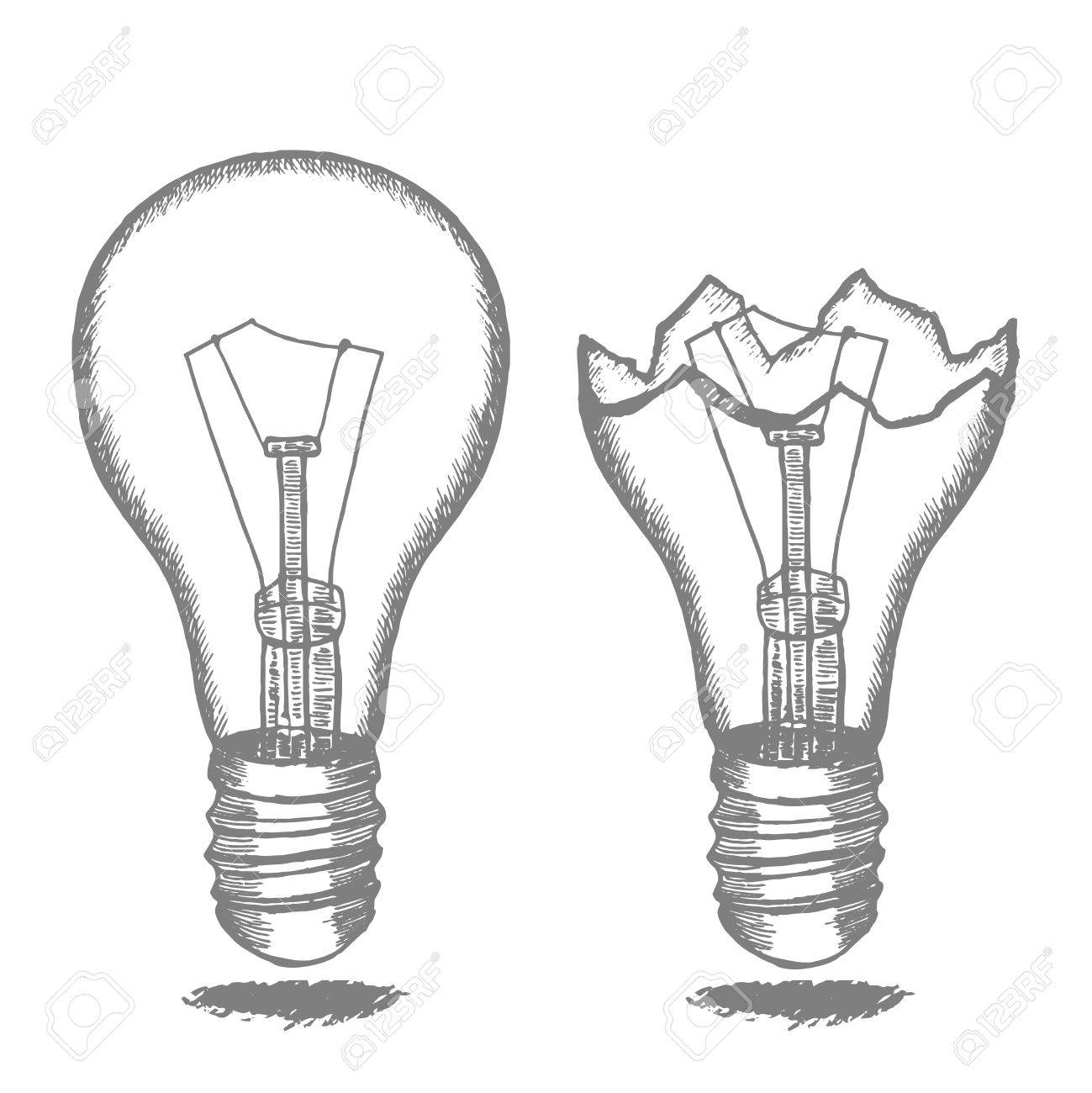 1299x1300 Lamp Bulb Hand Draw Sketch. Vector Royalty Free Cliparts, Vectors