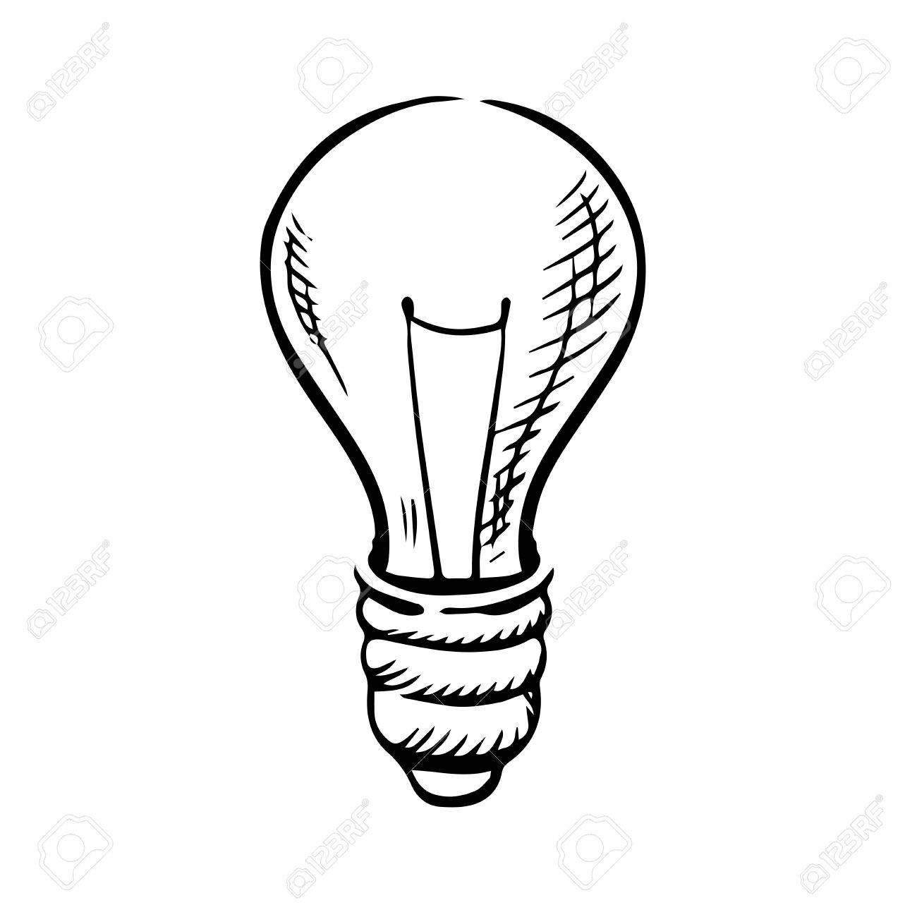 1300x1300 Light Bulb Icon In Sketch Style For Idea Concept Theme. Hand