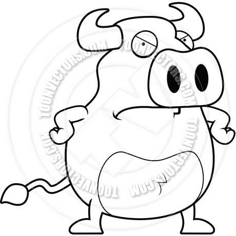 460x460 Cartoon Bull Angry (Black And White Line Art) By Cory Thoman