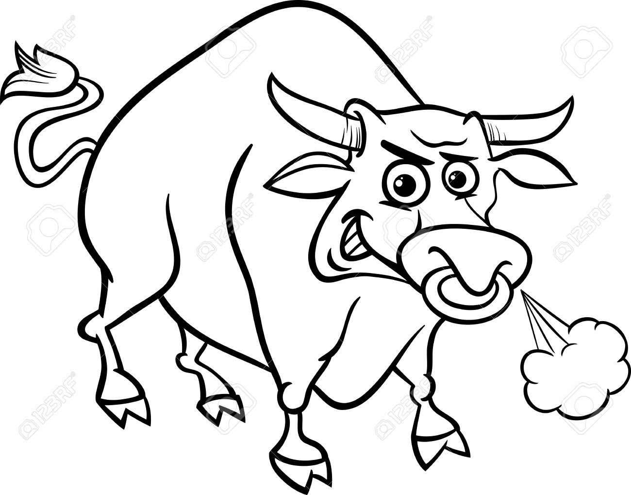 1300x1019 Black And White Cartoon Illustration Of Funny Farm Bull Animal