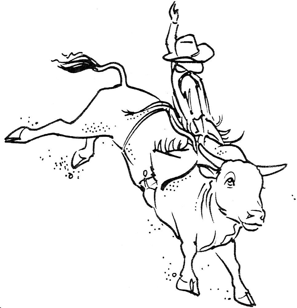 965x1000 Bull Riding Drawings Bull Riding Coloring Pages Funycoloring
