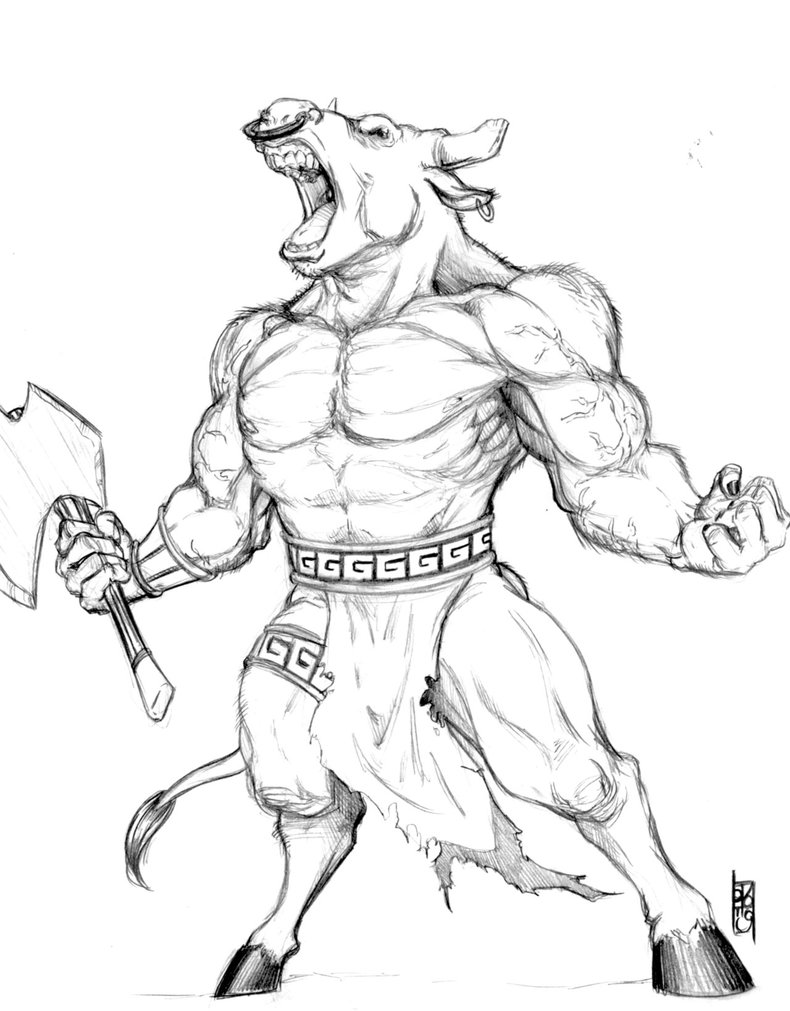 790x1011 Drawn Bull Minotaur