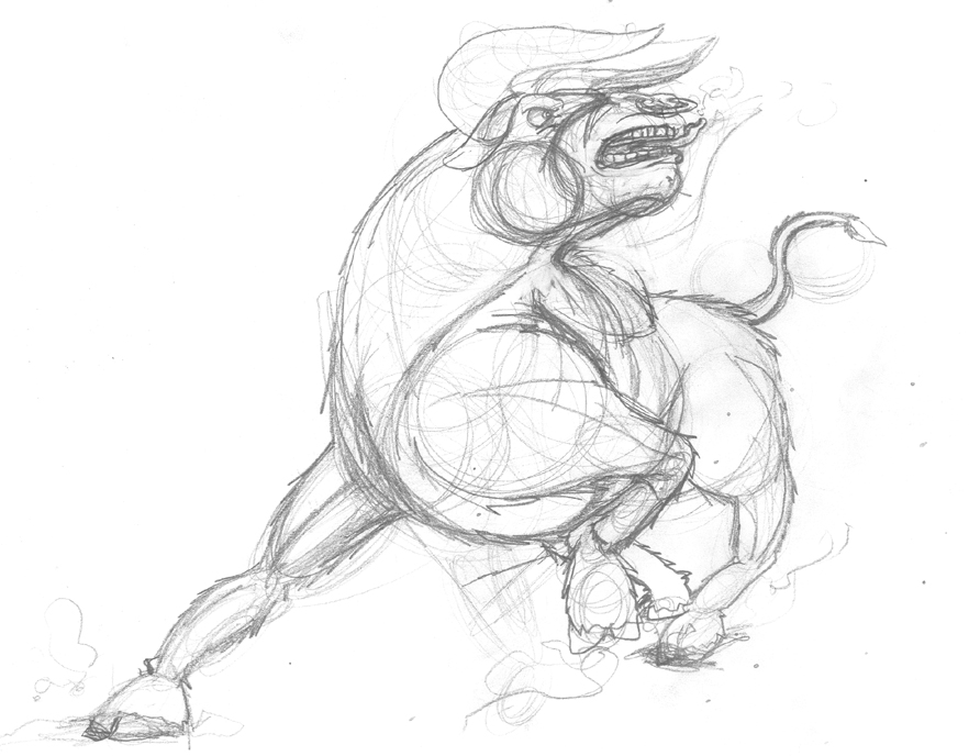 882x688 Bull Pencil By Learrus