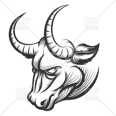400x400 Angry Bull's Head Royalty Free Vector Clip Art Image