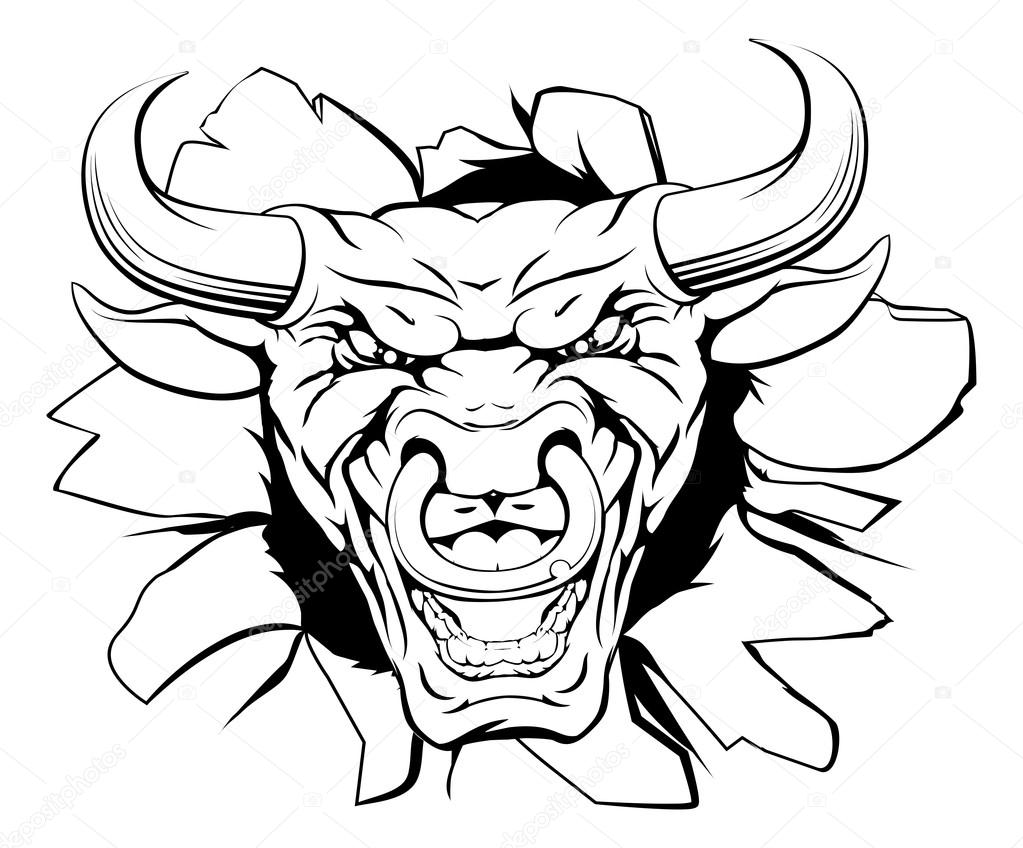 1023x848 Bull Mascot Smashing Out Stock Vector Krisdog