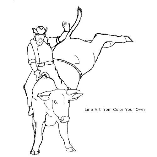 500x500 Bull Riding Coloring Pages
