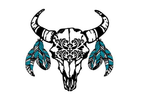 500x364 Bohemian Bull Skull Tattoo Set