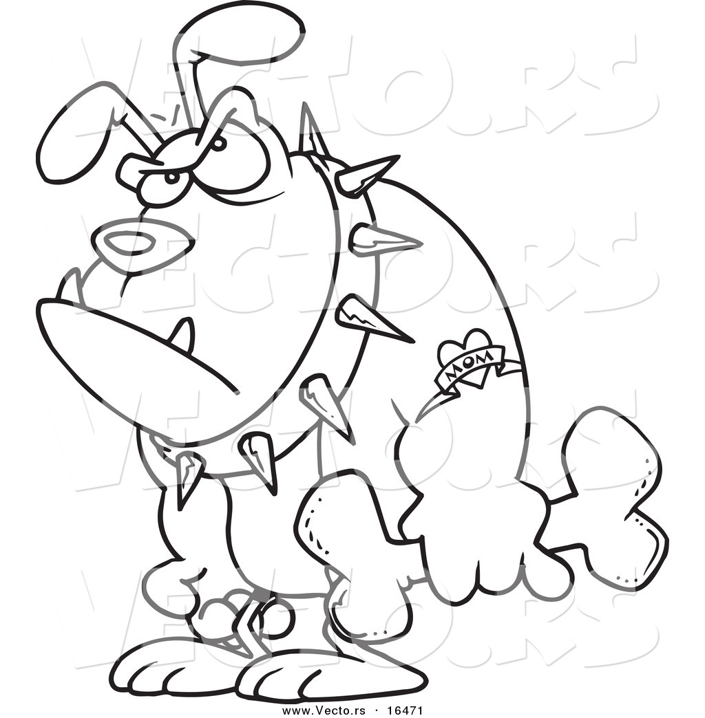 1024x1044 Vector Of A Cartoon Grumpy Bulldog Holding A Bone