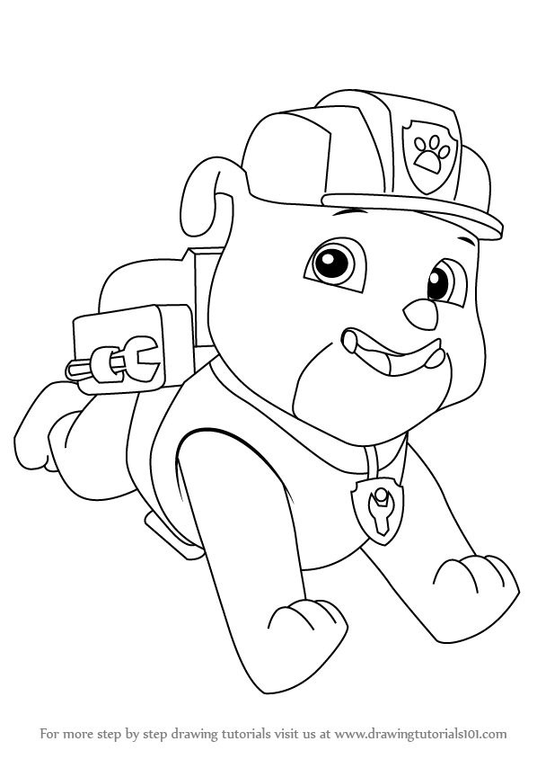 598x844 Learn How To Draw Rubble From Paw Patrol (Paw Patrol) Step By Step
