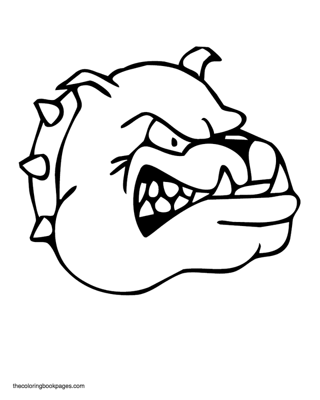 640x800 Angry Bulldog Head Coloring Page