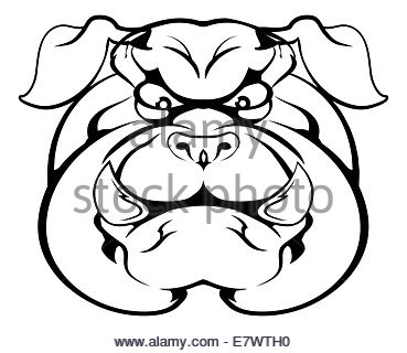 369x320 An Illustration Of A Cartoon Tough Bulldog Character Face Stock