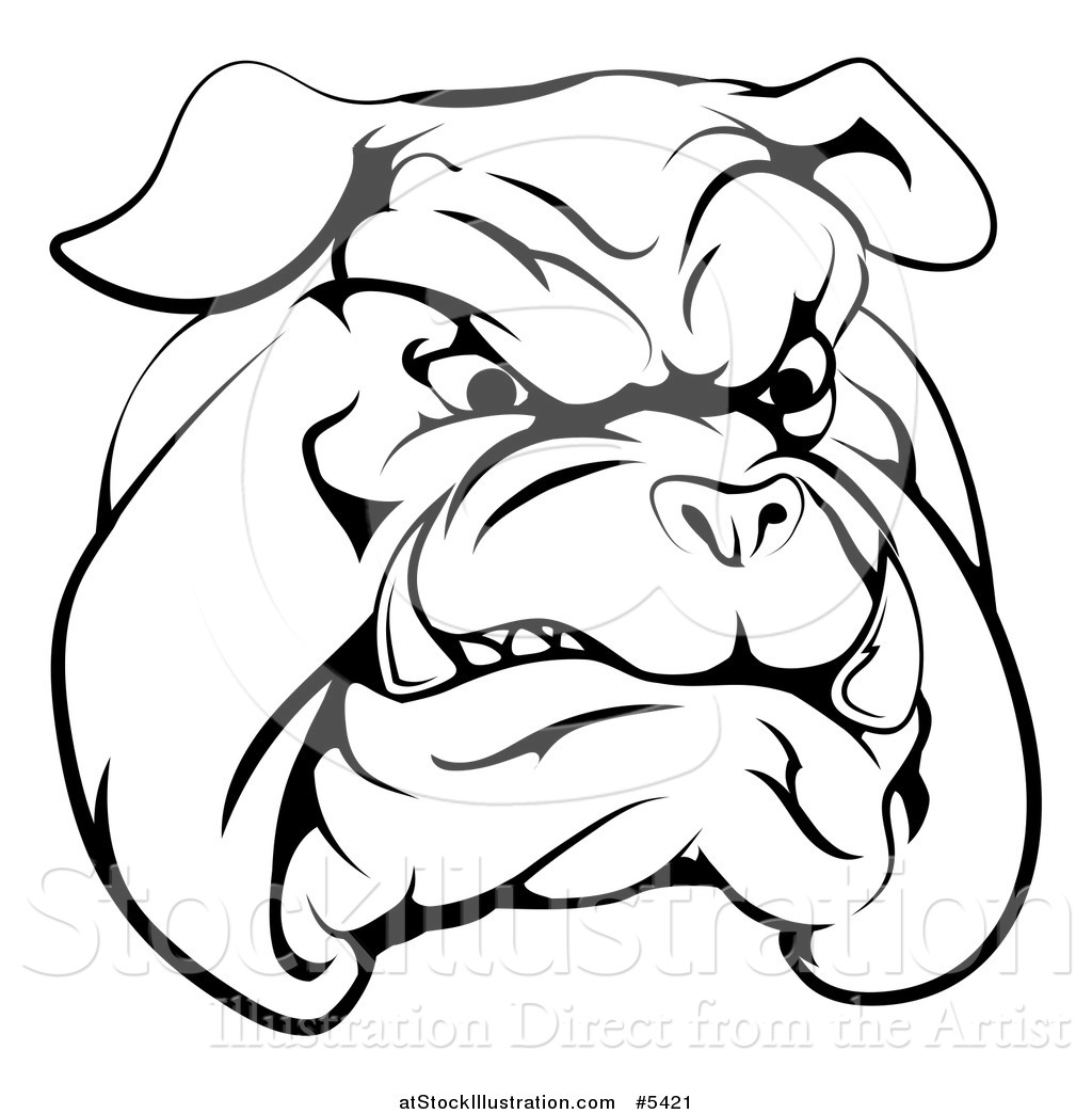 1024x1044 Vector Illustration Of A Black And White Snarling Bulldog Mascot