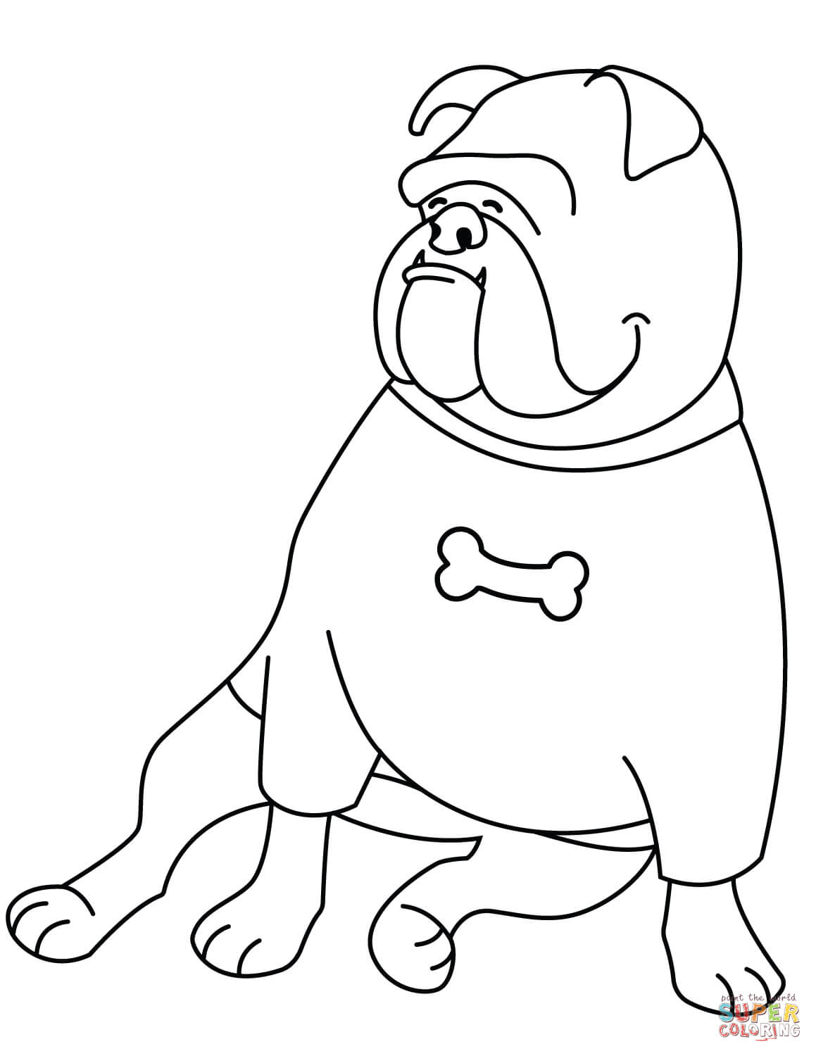 1159x1500 Bulldog Wearing T Shirt Coloring Page Free Printable Coloring Pages