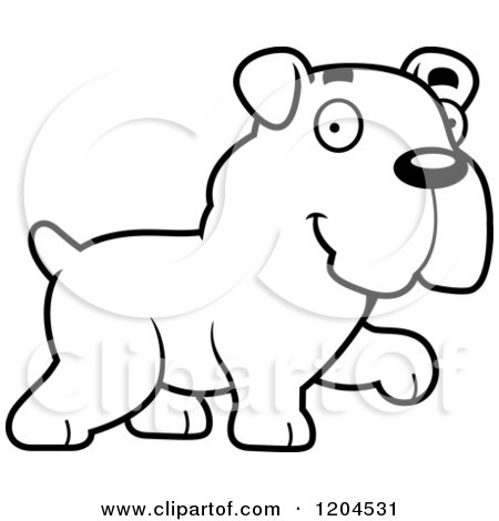 450x470 Cartoon Of A Black And White Cute Bulldog Puppy Dog Walking