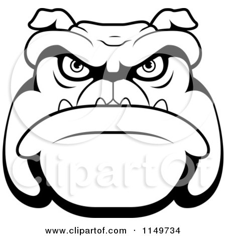 450x470 Cartoon Clipart Of A Black And White Mean Bulldog Face