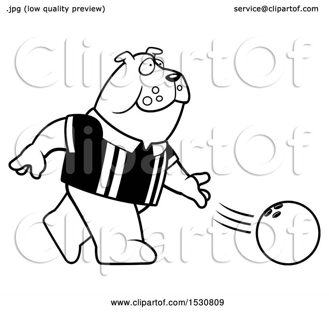 1080x1024 Clipart Of A Cartoon Black And White Bulldog Bowling