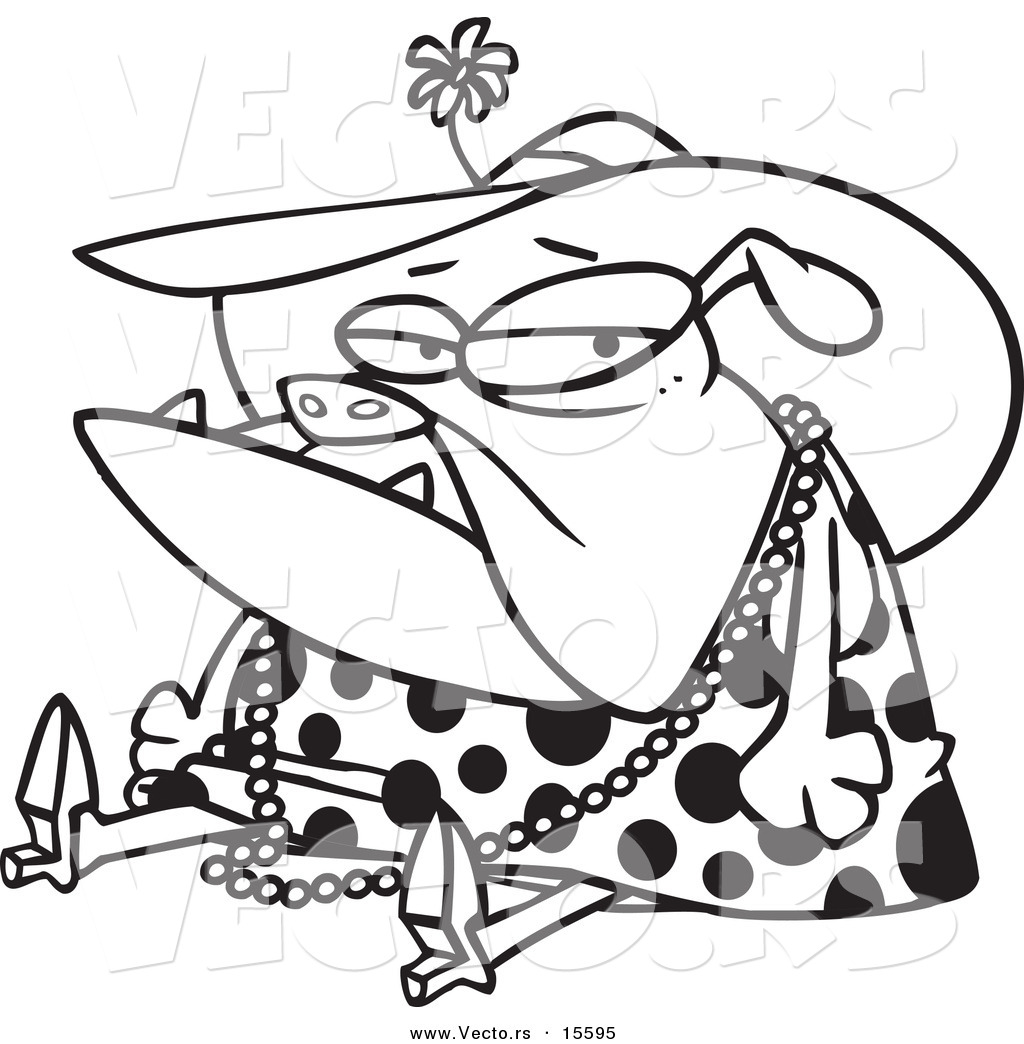 1024x1044 Vector Of A Cartoon Grumpy Bulldog Dressed In Lady Clothes