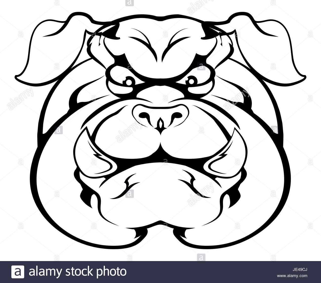 1300x1147 An Illustration Of A Cartoon Tough Bulldog Character Face Stock