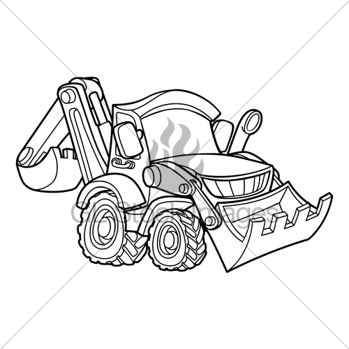500x500 Cartoon Vehicle Bulldozer Digger Gl Stock Images