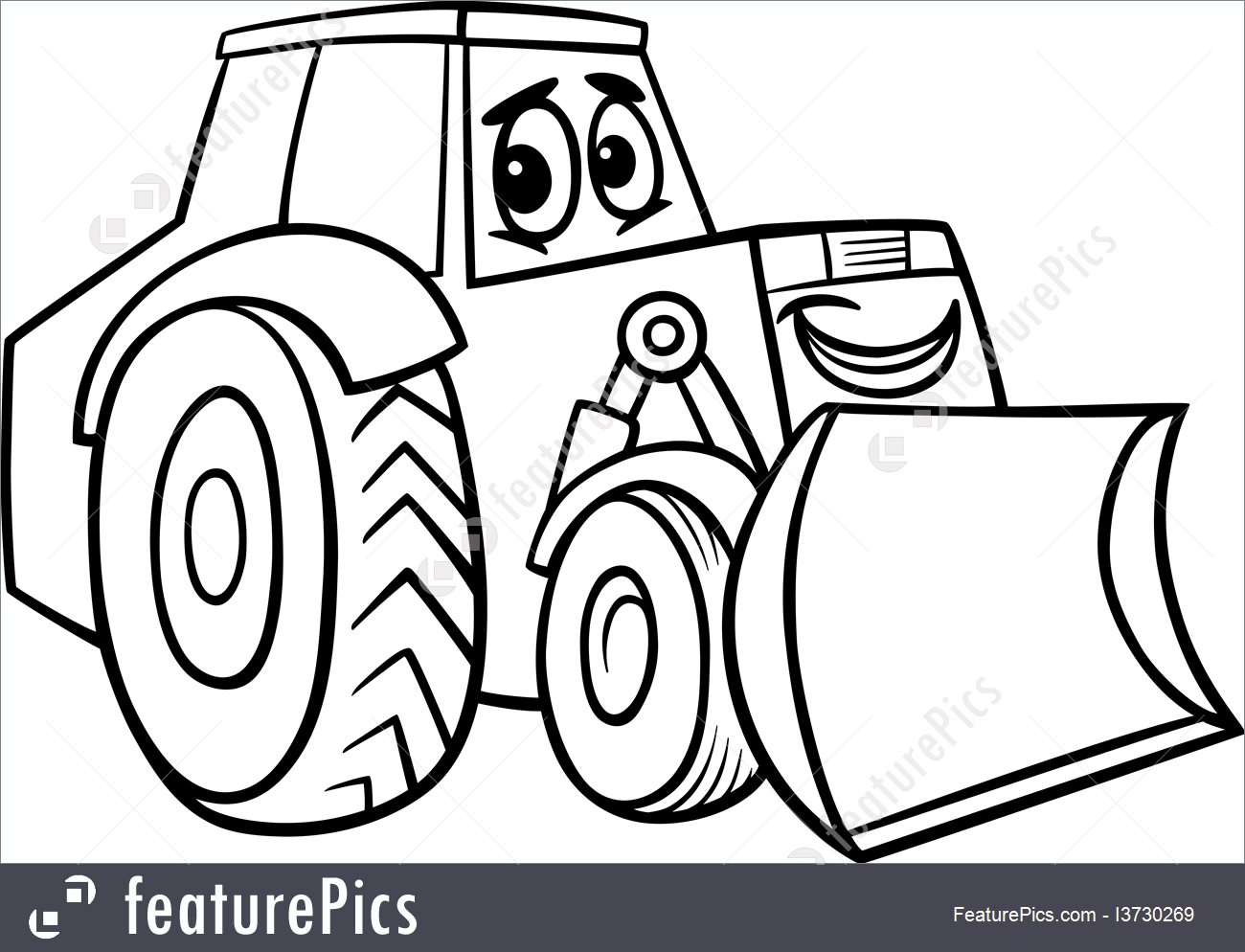 1300x994 Illustration Of Bulldozer Cartoon For Coloring Book