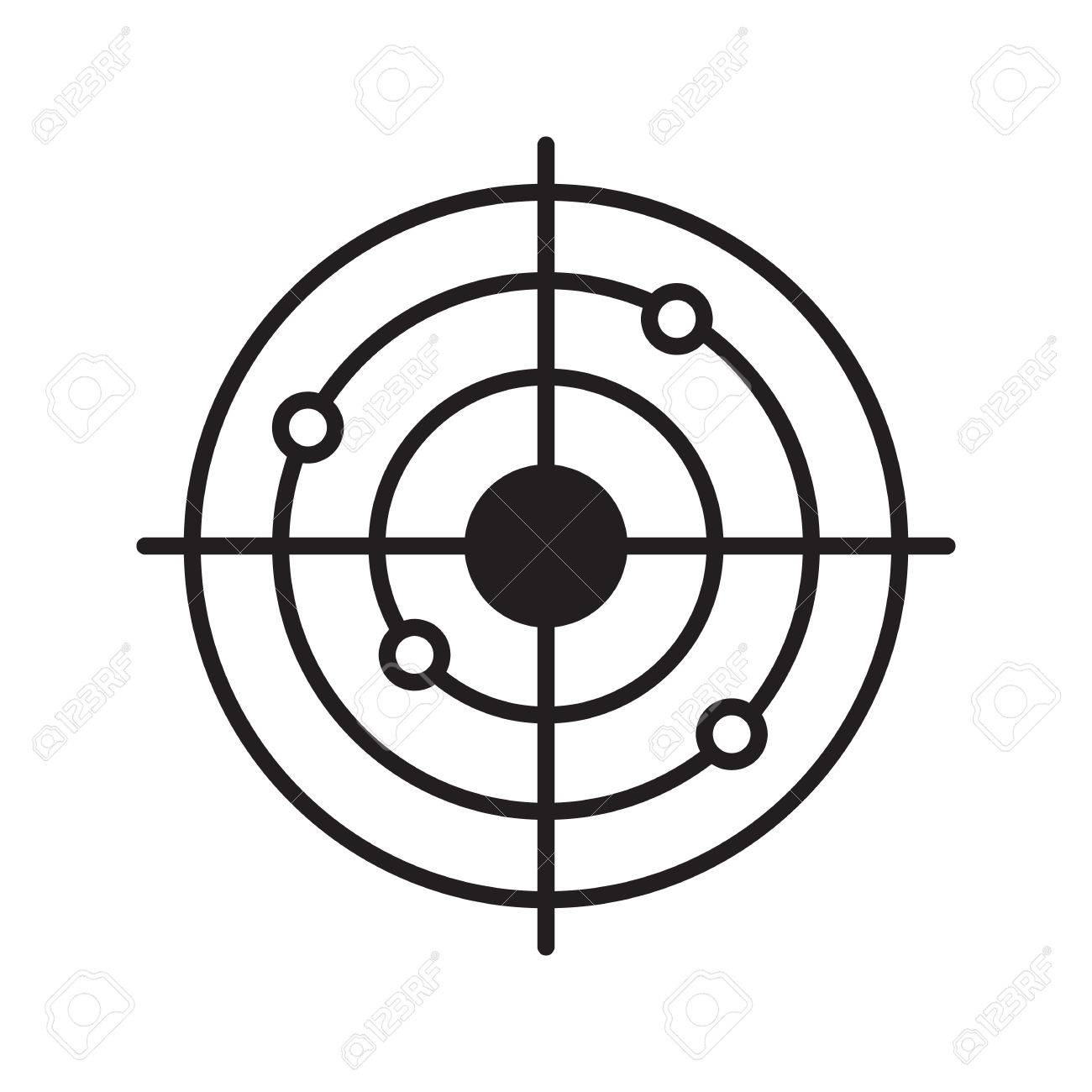1300x1300 Shooting Range Linear Icon. Radar Thin Line Illustration. Gun