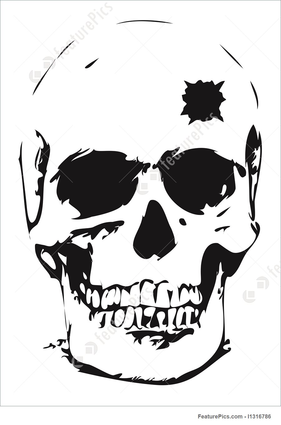 901x1360 Bullet Hole Skull Illustration