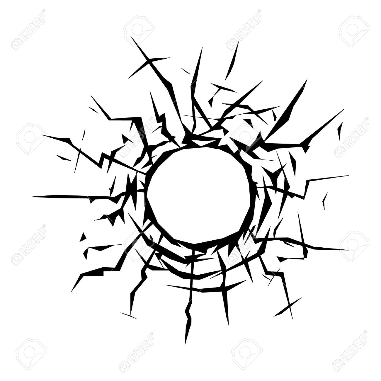 1300x1300 Bullet Hole On A Window Flat Icon For Apps And Websites Royalty