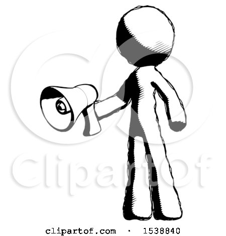 450x470 Ink Design Mascot Man Holding Megaphone Bullhorn Facing Right By