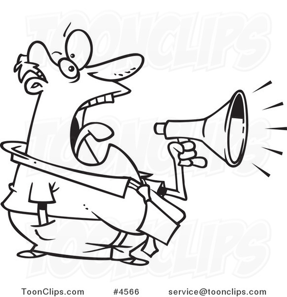 581x600 Cartoon Black And White Line Drawing Of A Business Man Screaming