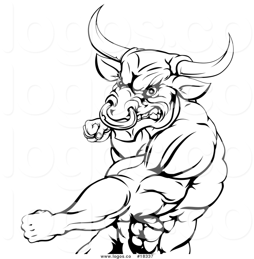 1024x1044 Vector Logo Of A Black And White Muscular Bull Or Minotaur Man