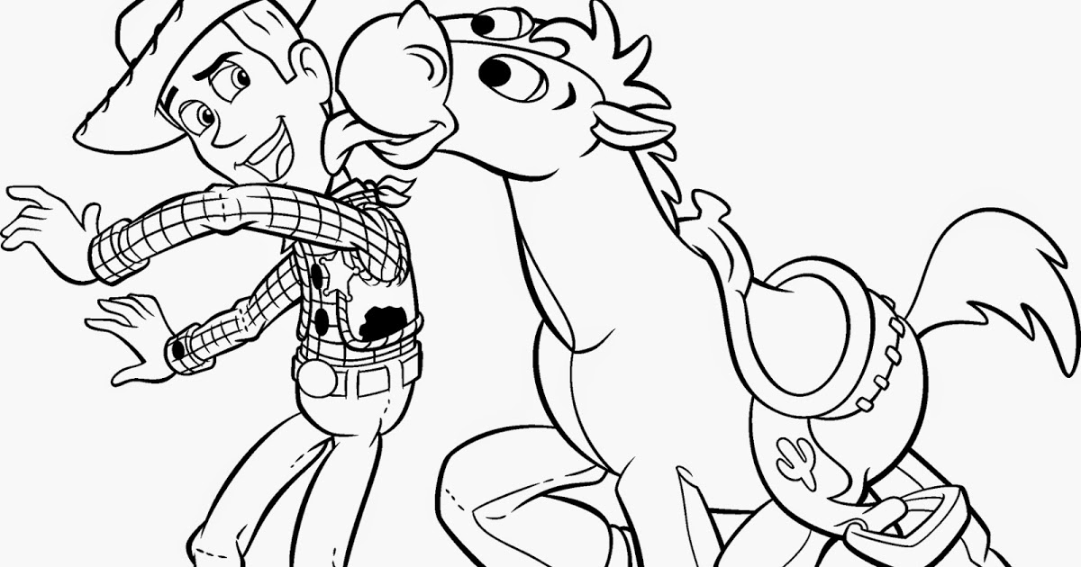 1200x630 Woody And Bullseye Toy Story Coloring Pages Printable