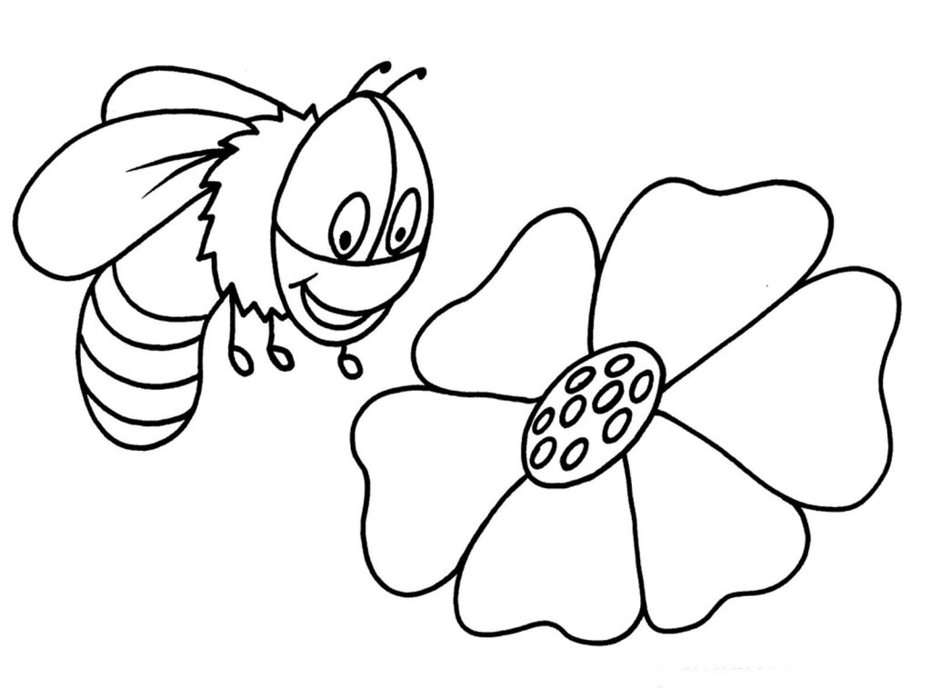 1024x768 Cute Bumble Bee Coloring Pages Cartoon Download