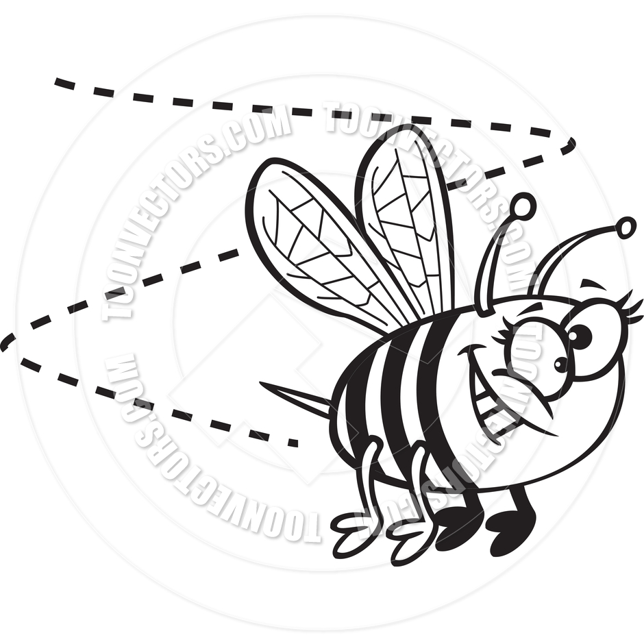 940x940 Cartoon Bumblebee (Black And White Line Art) By Ron Leishman