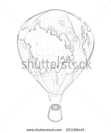 390x470 Hot Air Balloons As The Earth With Gondola. Colorful Illustration