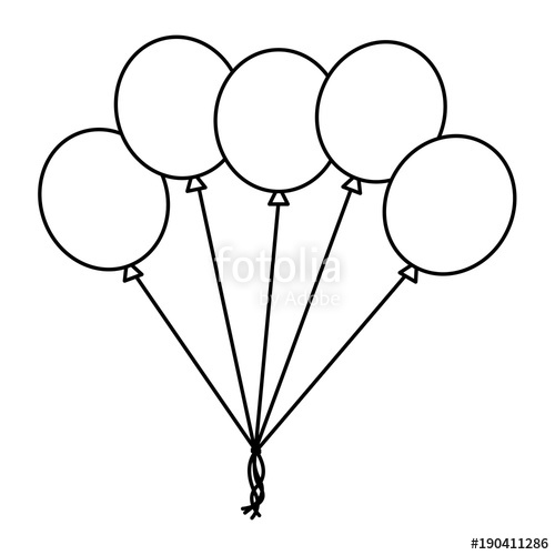 500x500 Bunch Balloons Decoration Ornament Party Vector Illustration