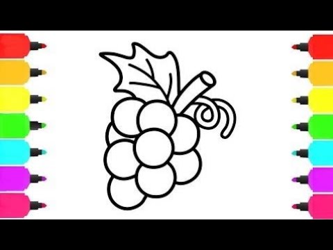 480x360 Bunch Of Grapes Coloring Pages How To Draw Fruits For Kids