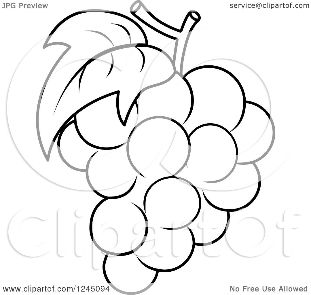 1080x1024 Clipart Of A Black And White Bunch Of Grapes