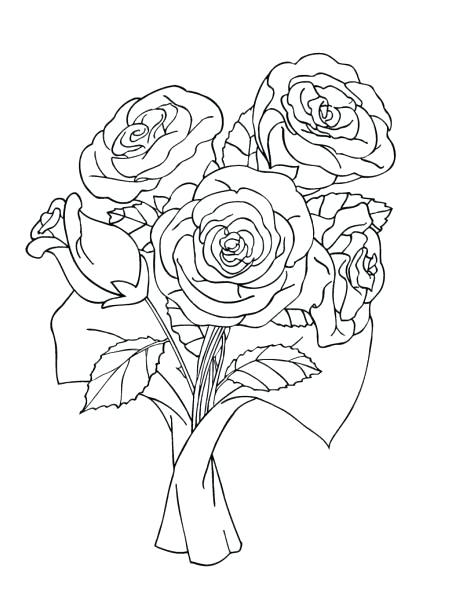 460x592 Flower Bouquet Coloring Pages Drawn Flower Bunch 1 Free Flower