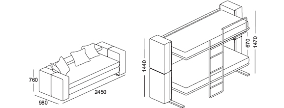 577x220 Doc Xl A Sofa Bed That Converts In To A Bunk Bed In Two Secounds