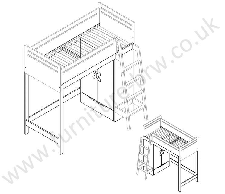 745x642 Simple T01 18 Bunk Bed Timoore. Polish Timoore Modern Furniture