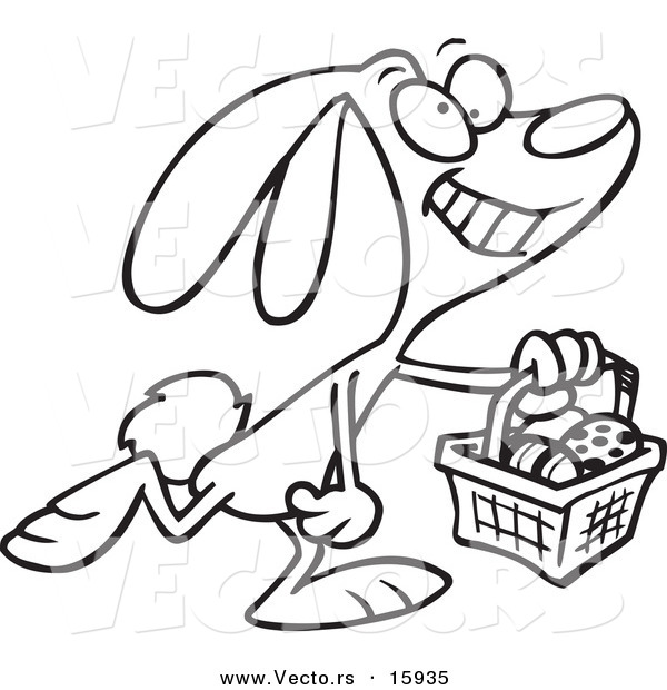 600x620 Vector Of A Cartoon Happy Easter Bunny Carrying A Basket