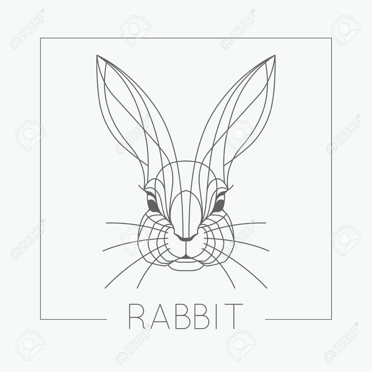 1300x1300 Abstract Rabbit Bunny Head Emblem Icon Design With Elegant Line