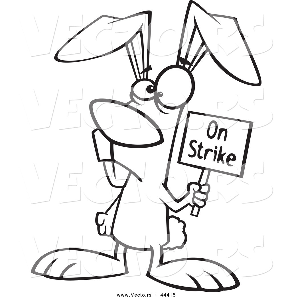 1024x1044 Vector Of A Mad Cartoon Easter Bunny Holding An On Strike Sign