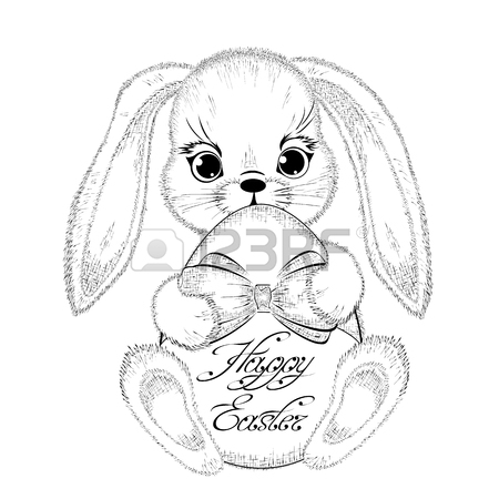 450x450 Hand Drawn Easter Egg. Detailed Sketch Of Paschal Symbol. Black